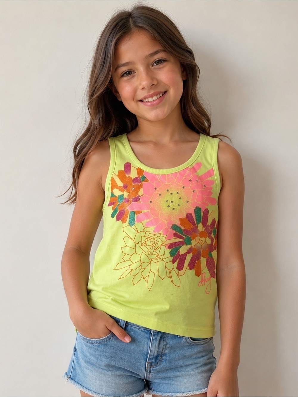 DKNY Girlsβ Graphic Bling Top